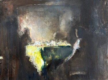 Pintura titulada "Nocturnal Gathering" por Zakhar Shevchuk, Obra de arte original, Oleo Montado en Bastidor de camilla de ma…