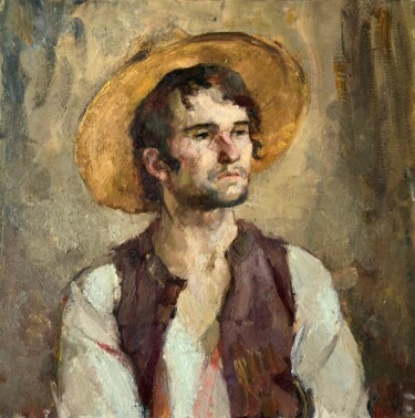 Schilderij getiteld "Portrait of a Young…" door Zakhar Shevchuk, Origineel Kunstwerk, Olie Gemonteerd op Frame voor houten b…