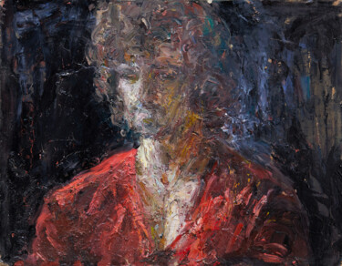 Schilderij getiteld "Man in Red" door Zakhar Shevchuk, Origineel Kunstwerk, Olie