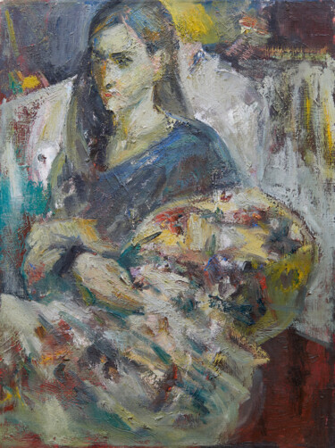 Painting titled "Alyonka" by Zakhar Shevchuk, Original Artwork, Oil Mounted on Wood Stretcher frame