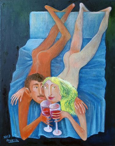 Schilderij getiteld "Strong wine" door Zakir, Origineel Kunstwerk, Olie