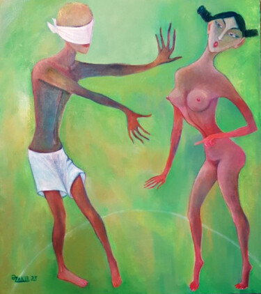 Malerei mit dem Titel "If I catch you" von Zakir, Original-Kunstwerk, Öl
