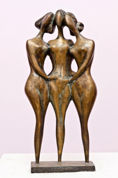 Skulptur mit dem Titel ".Three friends" von Zakir, Original-Kunstwerk, Bronze