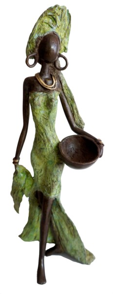Скульптура под названием "La sortie au marché" - Zako, Подлинное произведение искусства, Бронза