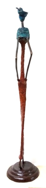 La dame au chapeau Sculpture intitulée "La dame au chapeau" par Zako, Œuvre d'art originale, Bronze