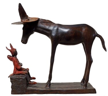 Sculpture intitulée "Mon ami le grand ân…" par Zako, Œuvre d'art originale, Bronze