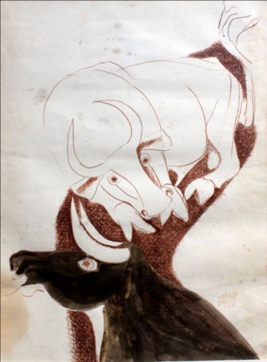 Pintura titulada ""Toros"" por Zalce, Obra de arte original