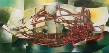 Malerei mit dem Titel "THE ARK" von Jimmy Zalkauskas, Original-Kunstwerk, Öl