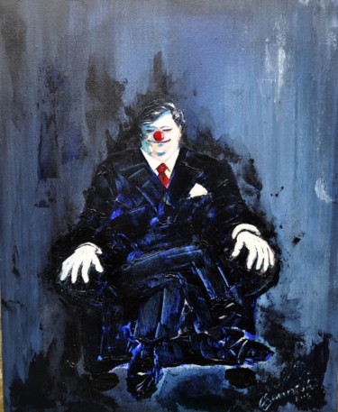 Peinture intitulée "Clown aux gants bla…" par Antonio Zamariola, Œuvre d'art originale, Acrylique