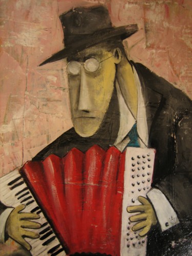 Peinture intitulée "Joueur d'accordéon" par Antonio Zamariola, Œuvre d'art originale, Acrylique