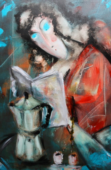 Peinture intitulée "Pause café" par Antonio Zamariola, Œuvre d'art originale, Acrylique