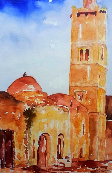 Painting titled "patrimoine" by Imed Zammouri, Original Artwork, Watercolor