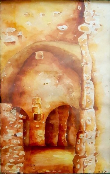 Painting titled "monument" by Imed Zammouri, Original Artwork, Watercolor