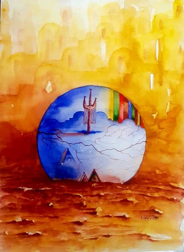 Painting titled "voyage" by Imed Zammouri, Original Artwork, Watercolor