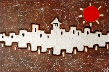 Painting titled "CARCASSONNE AGGLO" by Zanda, Original Artwork, Acrylic Mounted on Wood Stretcher frame