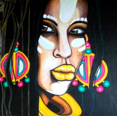 Painting titled "Tribal Beats" by Zandra Wolfe, Original Artwork, Acrylic