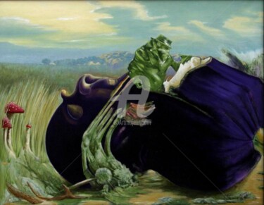 Pintura intitulada "Verme devorando ber…" por Zandre, Obras de arte originais