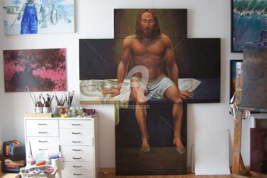 Pintura intitulada "Sudário de Cristo" por Zandre, Obras de arte originais, Óleo