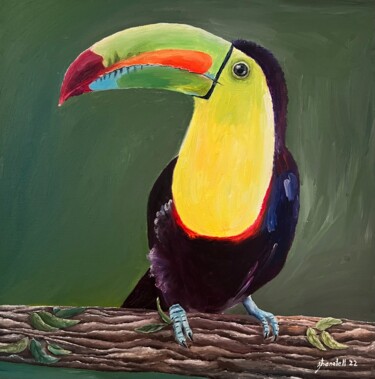 Pintura intitulada "Toucan" por Žanete Smodiča, Obras de arte originais, Óleo