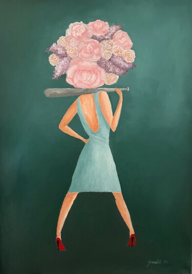 "Woman" başlıklı Tablo Žanete Smodiča tarafından, Orijinal sanat, Petrol