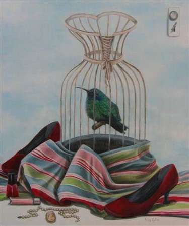Malarstwo zatytułowany „Trompe l'Oeil” autorstwa Marielle Zang-Pujol, Oryginalna praca, Olej