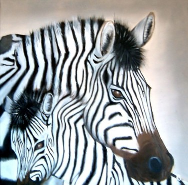 Painting titled "Zebre" by Andree Burniaux, Original Artwork, Oil
