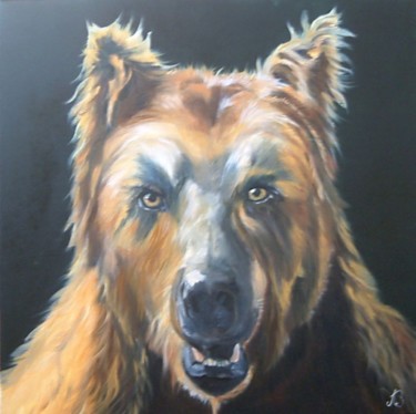 Painting titled "Tete d'ours" by Andree Burniaux, Original Artwork, Oil