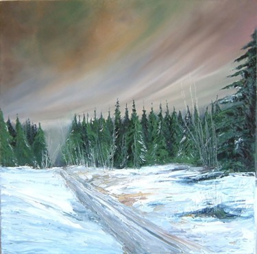 Painting titled "Paysage d'hiver" by Andree Burniaux, Original Artwork, Oil