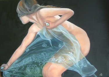 Painting titled "Le Voile" by Andree Burniaux, Original Artwork, Oil
