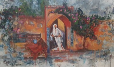 Schilderij getiteld "Le sultan" door Zanoubia, Origineel Kunstwerk, Acryl