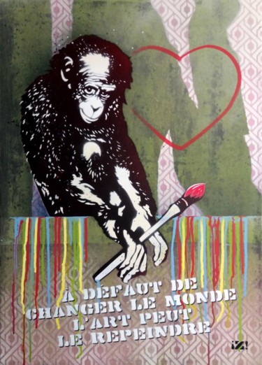 Painting titled "A défaut de changer…" by Zapata, Original Artwork, Stencil