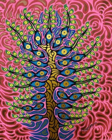 Peinture intitulée "The Tree of Life II…" par Zaplaflora, Œuvre d'art originale, Acrylique
