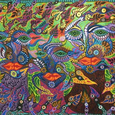 Painting titled "The Jungle Family I…" by Zaplaflora, Original Artwork, Acrylic