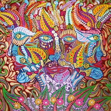 Pintura titulada "Amazonian Inhabitan…" por Zaplaflora, Obra de arte original, Acrílico