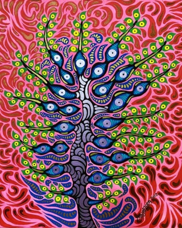 Malerei mit dem Titel "The Tree of Life I…" von Zaplaflora, Original-Kunstwerk, Acryl