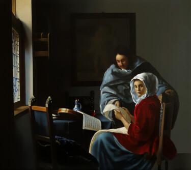 Painting titled "Onderbreking van de…" by Zapta, Original Artwork, Oil Mounted on Wood Stretcher frame