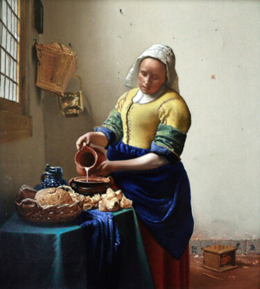 Картина под названием "De Melkmeid" - Zapta, Подлинное произведение искусства, Масло Установлен на Деревянная рама для носил…
