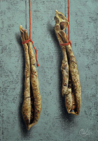 Картина под названием "Still life with dry…" - Zapta, Подлинное произведение искусства, Масло Установлен на Деревянная рама…
