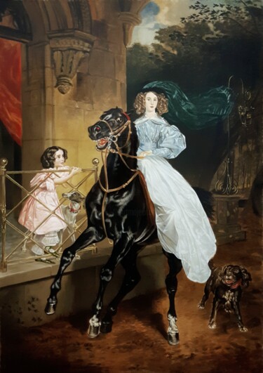 Pittura intitolato "Horsewoman" da Zapta, Opera d'arte originale, Olio Montato su Telaio per barella in legno