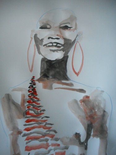 Painting titled "smile" by Ruddy Zara, Original Artwork, Watercolor