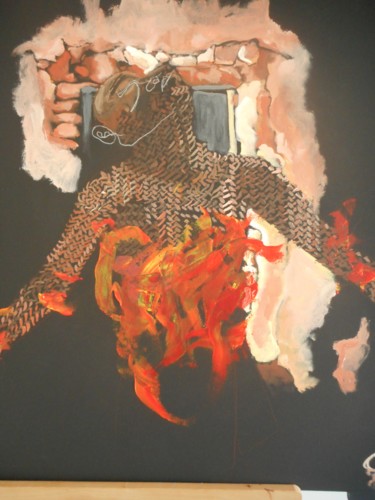 Painting titled "La chute de toutank…" by Ruddy Zara, Original Artwork, Acrylic