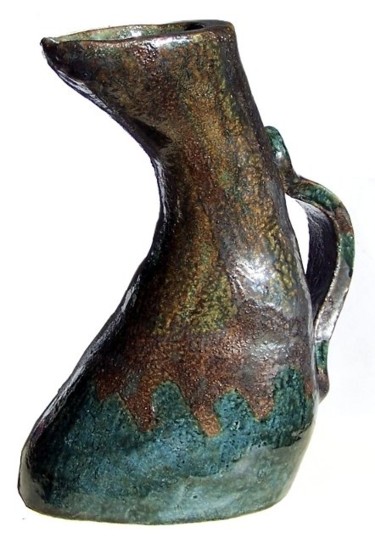 Sculpture titled "Reptilian Jug" by Artur Zarczynski, Original Artwork, Ceramics