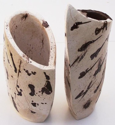 Sculpture titled "White splash Vases" by Artur Zarczynski, Original Artwork, Ceramics