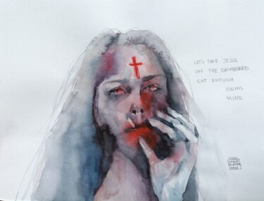 Schilderij getiteld "Lana del rey origin…" door Zarina Dyganova (Zarin Winter), Origineel Kunstwerk, Aquarel