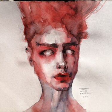 Xavier Dolan original watercolor drawing Peinture intitulée "Xavier Dolan origin…" par Zarina Dyganova (Zarin Winter), Œuvre d'art originale, Aquarelle