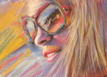 Malerei mit dem Titel "Woman summer shine" von Zarko Radovanovic, Original-Kunstwerk, Pastell