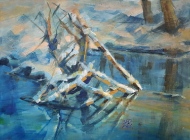 Malerei mit dem Titel "Winter and branches" von Zarko Radovanovic, Original-Kunstwerk, Acryl