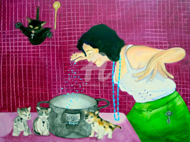Pintura titulada "La alquimista" por Zarzas, Obra de arte original, Oleo