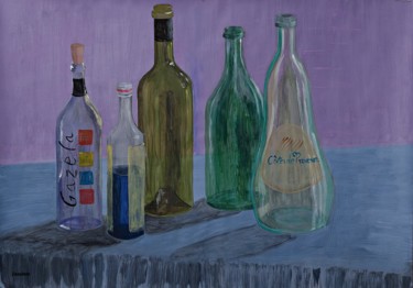 Malerei mit dem Titel "Bottles" von Zazulete, Original-Kunstwerk, Acryl