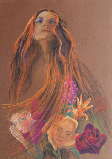 Peinture intitulée "Z serii Kwiatolandi…" par Zbigniew Popadiuch, Œuvre d'art originale, Pastel